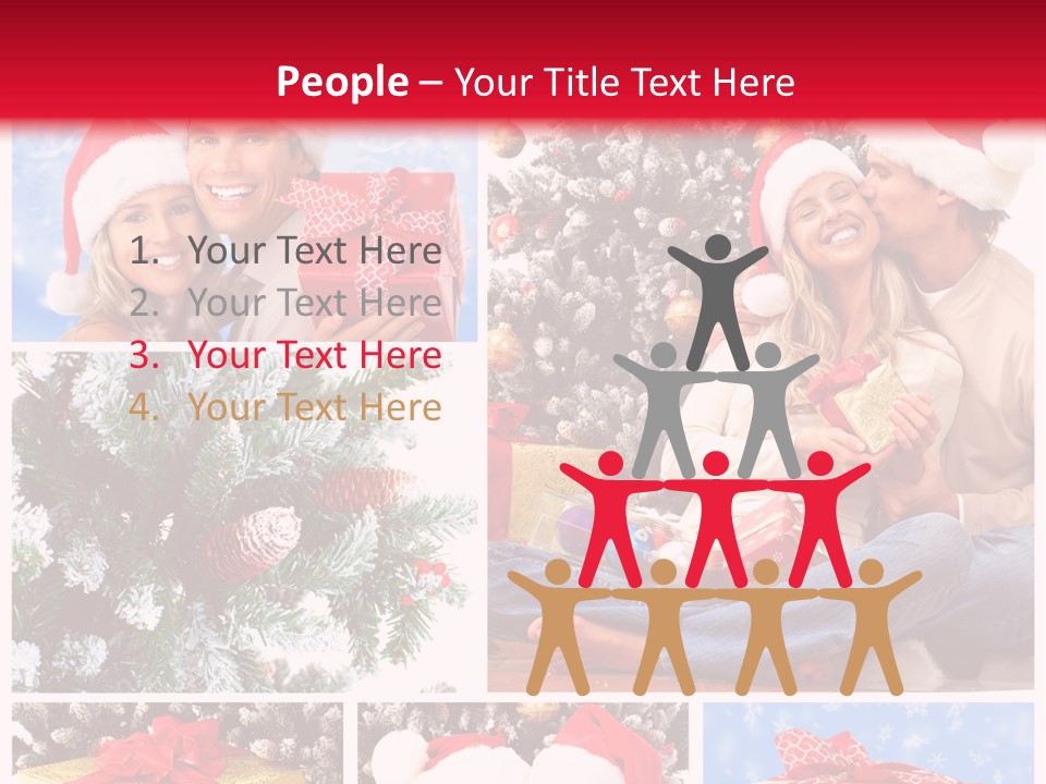 Christmas Tree With Couple PowerPoint Template
