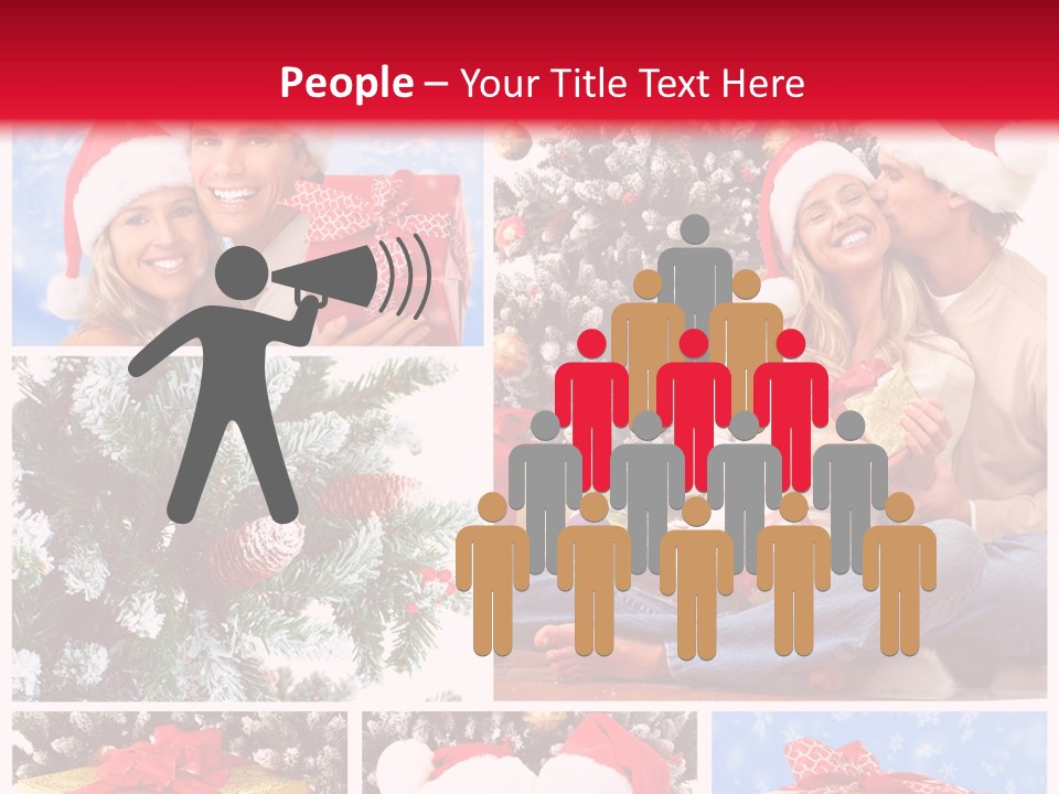 Christmas Tree With Couple PowerPoint Template