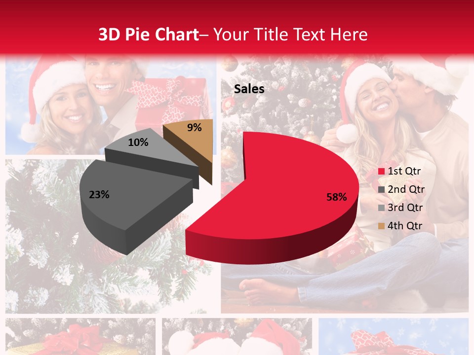 Christmas Tree With Couple PowerPoint Template