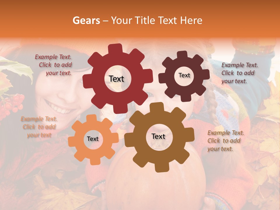 Happy Family In Autumn PowerPoint Template