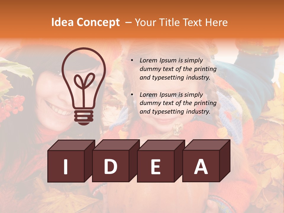 Happy Family In Autumn PowerPoint Template