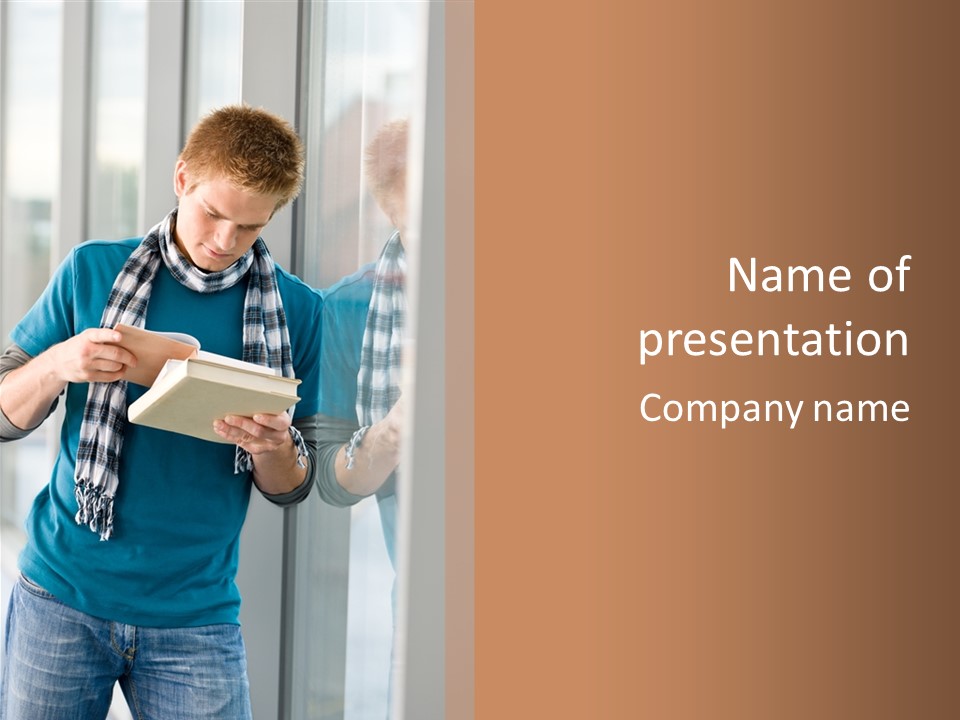 Male Blond Indoors PowerPoint Template