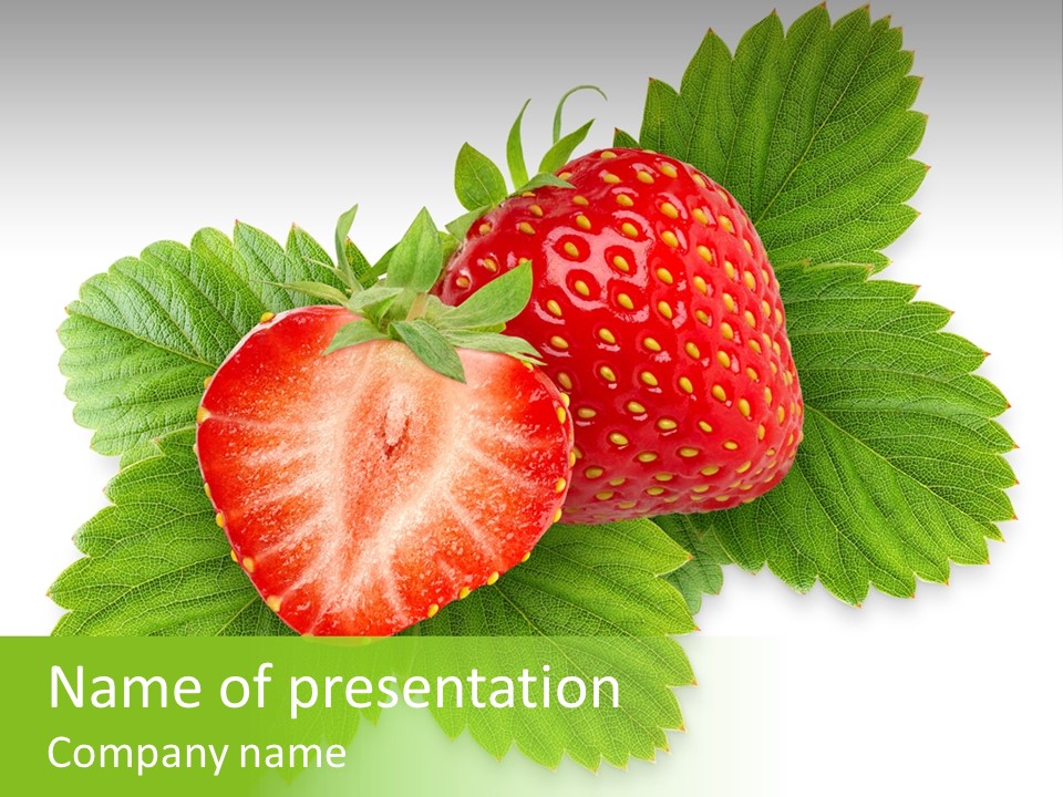 Strawberries With Leaves PowerPoint Template