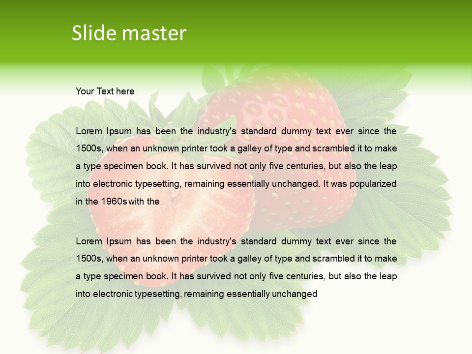 Strawberries With Leaves PowerPoint Template