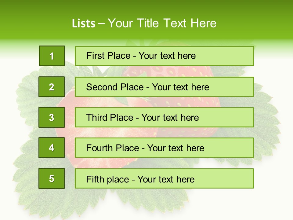 Strawberries With Leaves PowerPoint Template