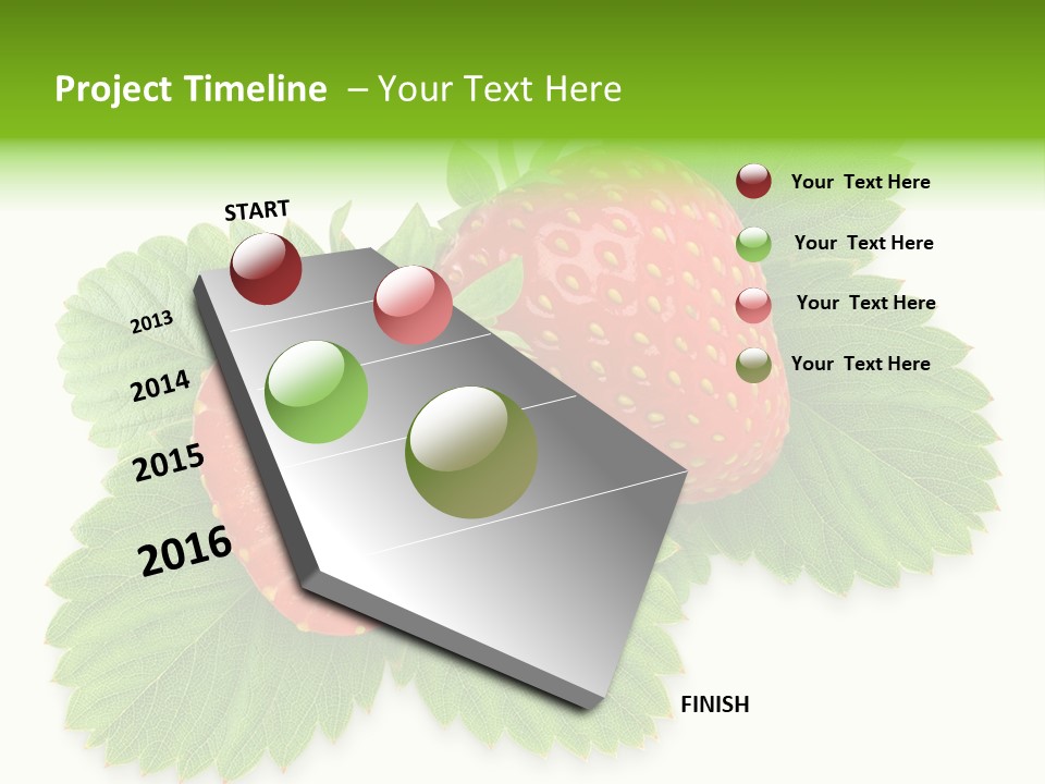 Strawberries With Leaves PowerPoint Template