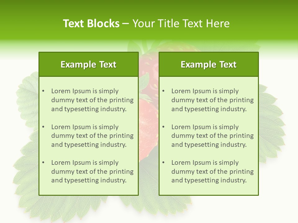 Strawberries With Leaves PowerPoint Template
