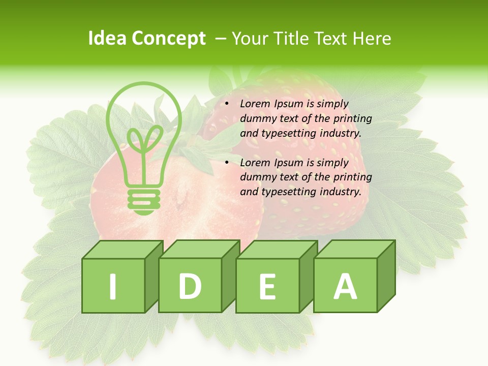 Strawberries With Leaves PowerPoint Template