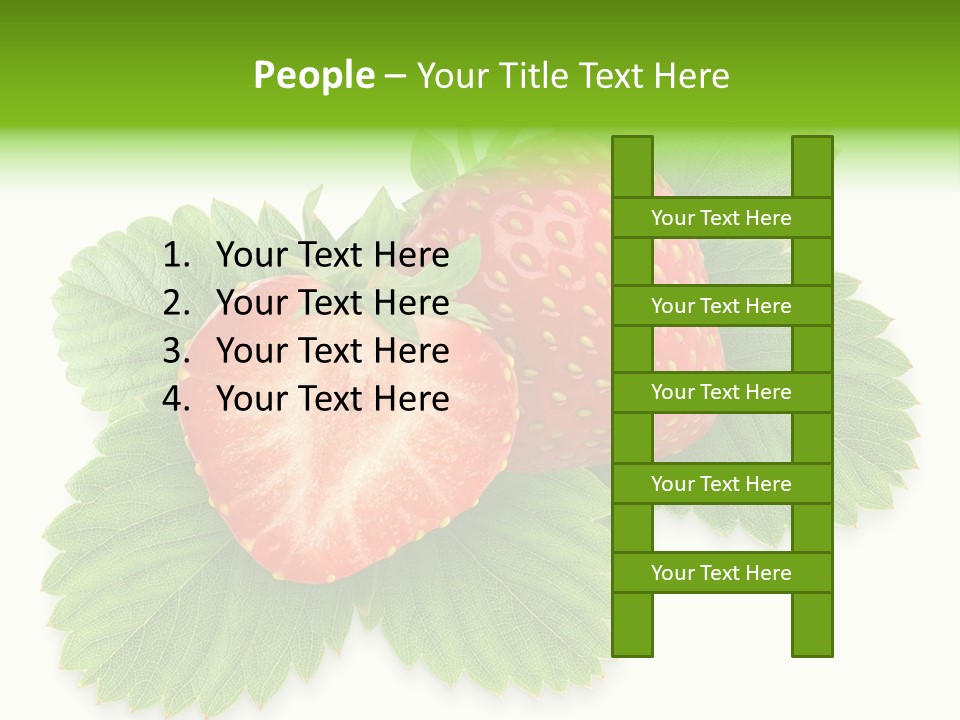 Strawberries With Leaves PowerPoint Template