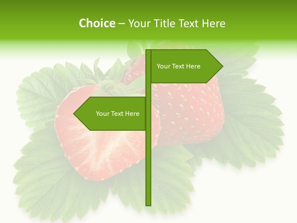 Strawberries With Leaves PowerPoint Template