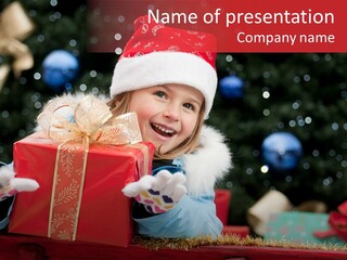 Girl Christmas Present PowerPoint Template