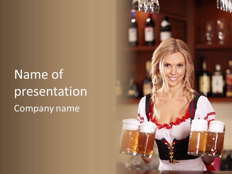 Oktoberfest Girl Beer PowerPoint Template