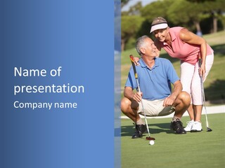 Couple Golfing PowerPoint Template