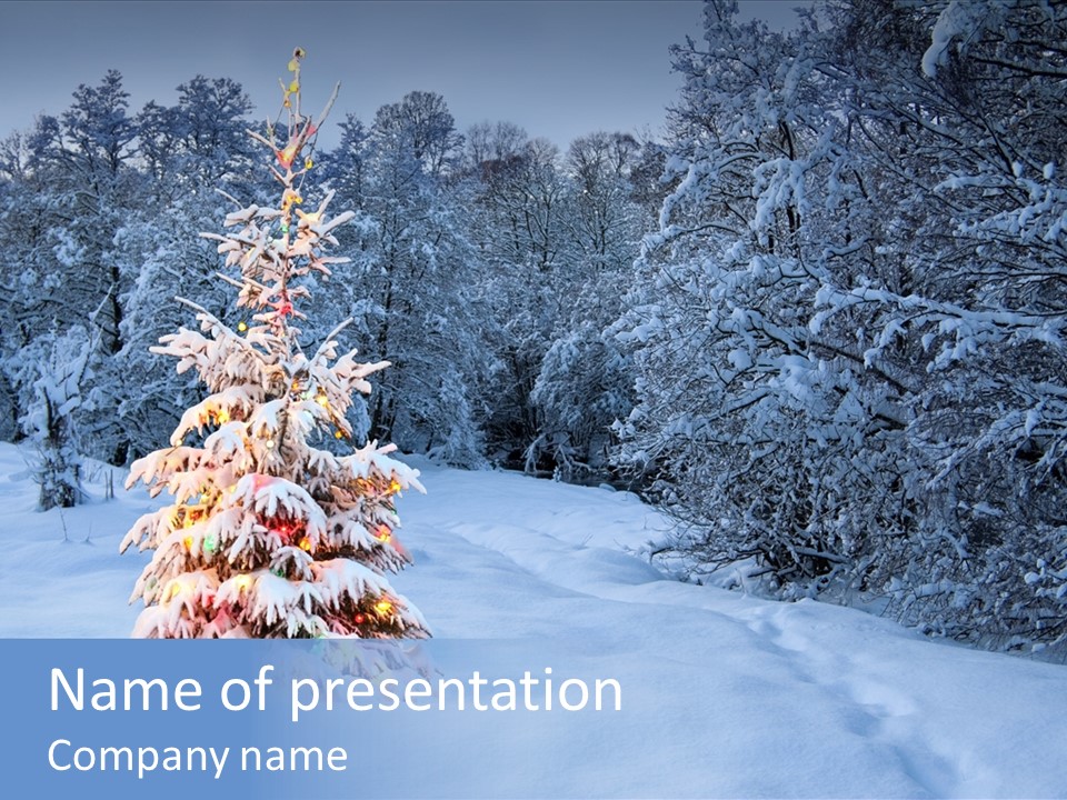 Christmas Tree In Snow PowerPoint Template