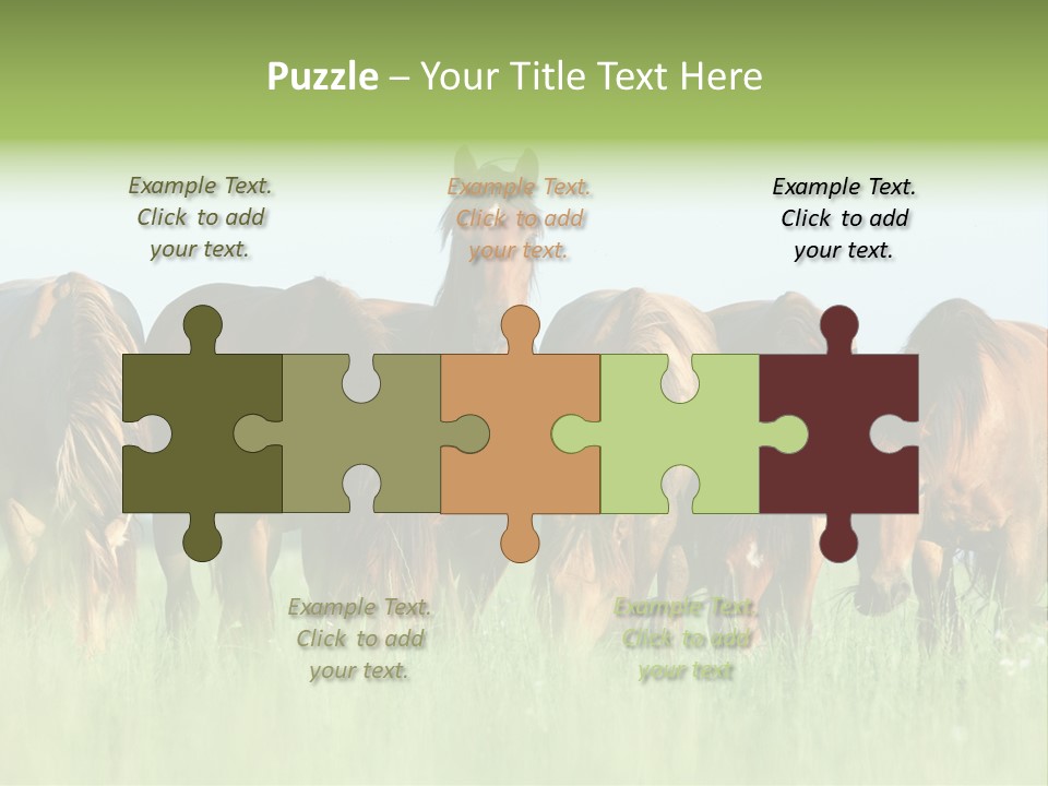 Horses Eating Grass PowerPoint Template