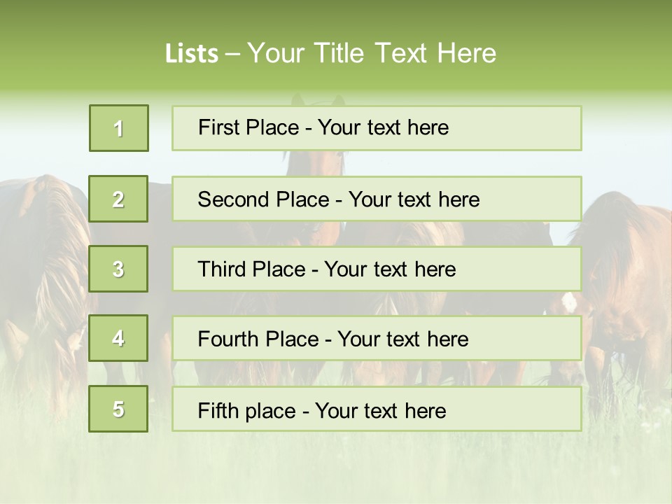 Horses Eating Grass PowerPoint Template