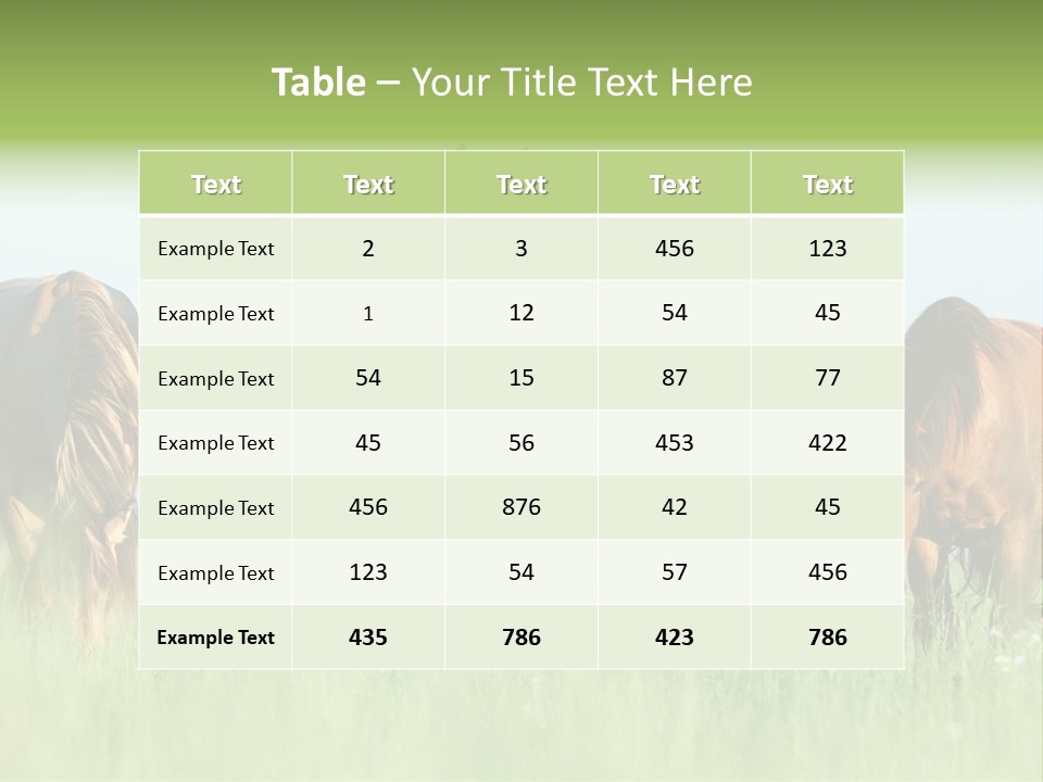 Horses Eating Grass PowerPoint Template