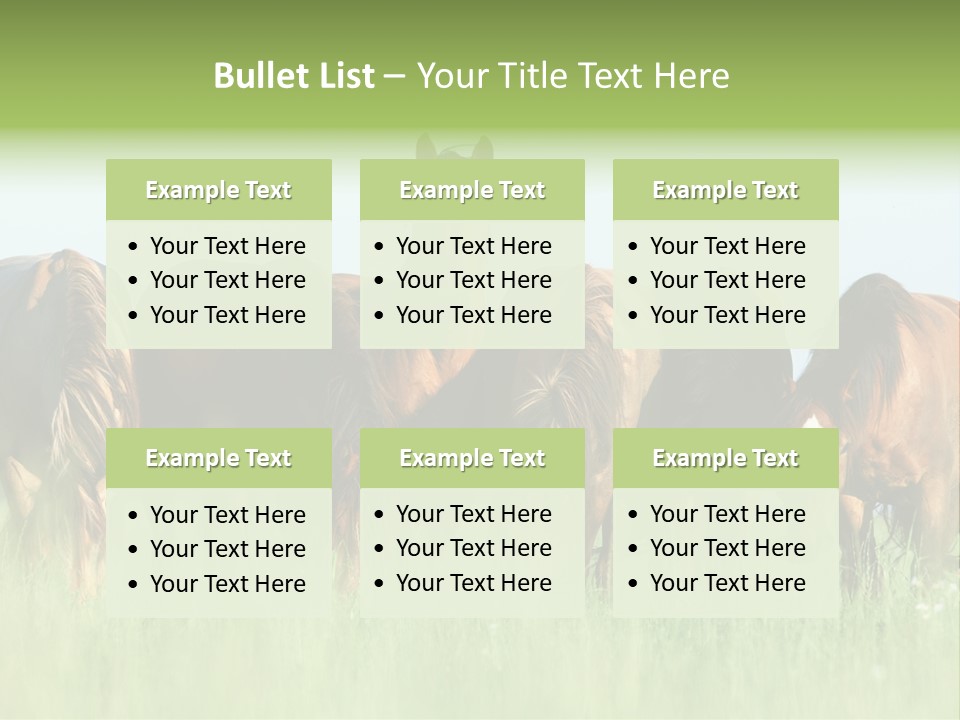 Horses Eating Grass PowerPoint Template