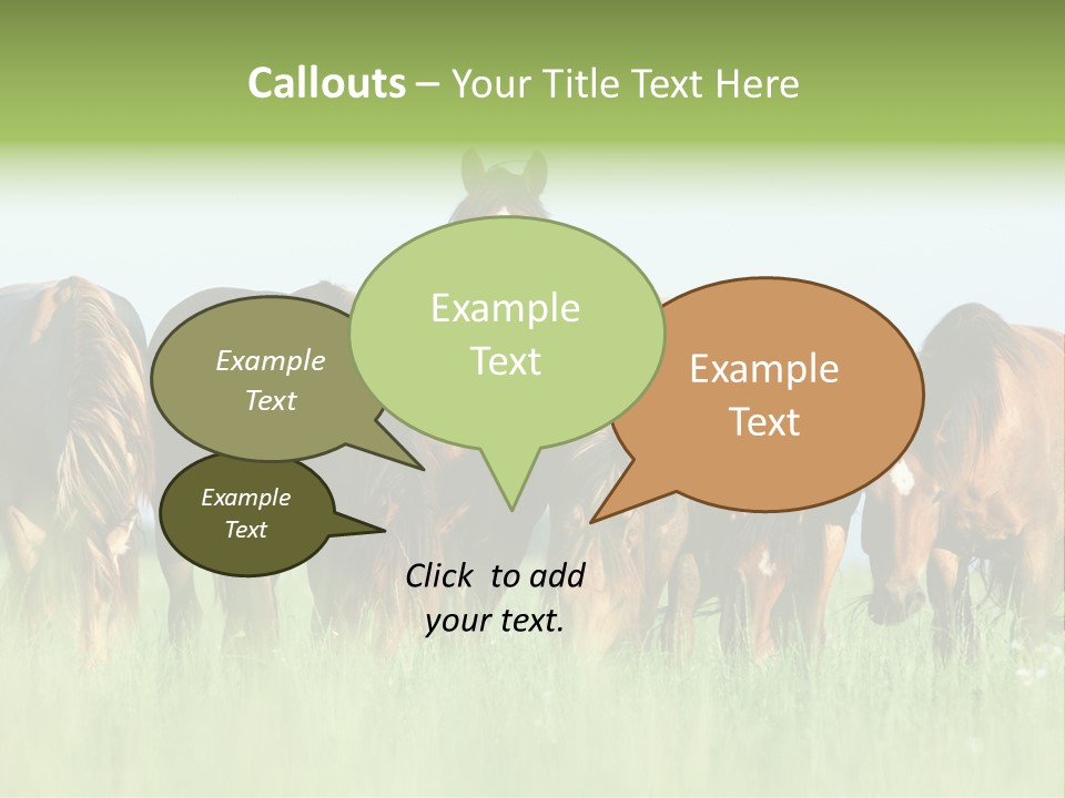 Horses Eating Grass PowerPoint Template