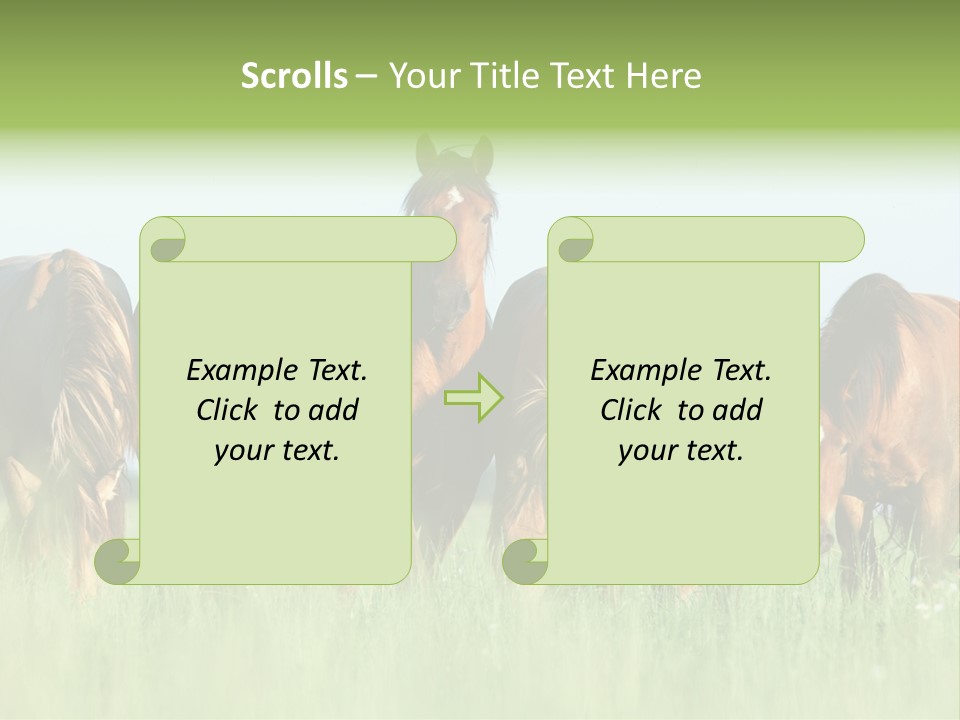 Horses Eating Grass PowerPoint Template
