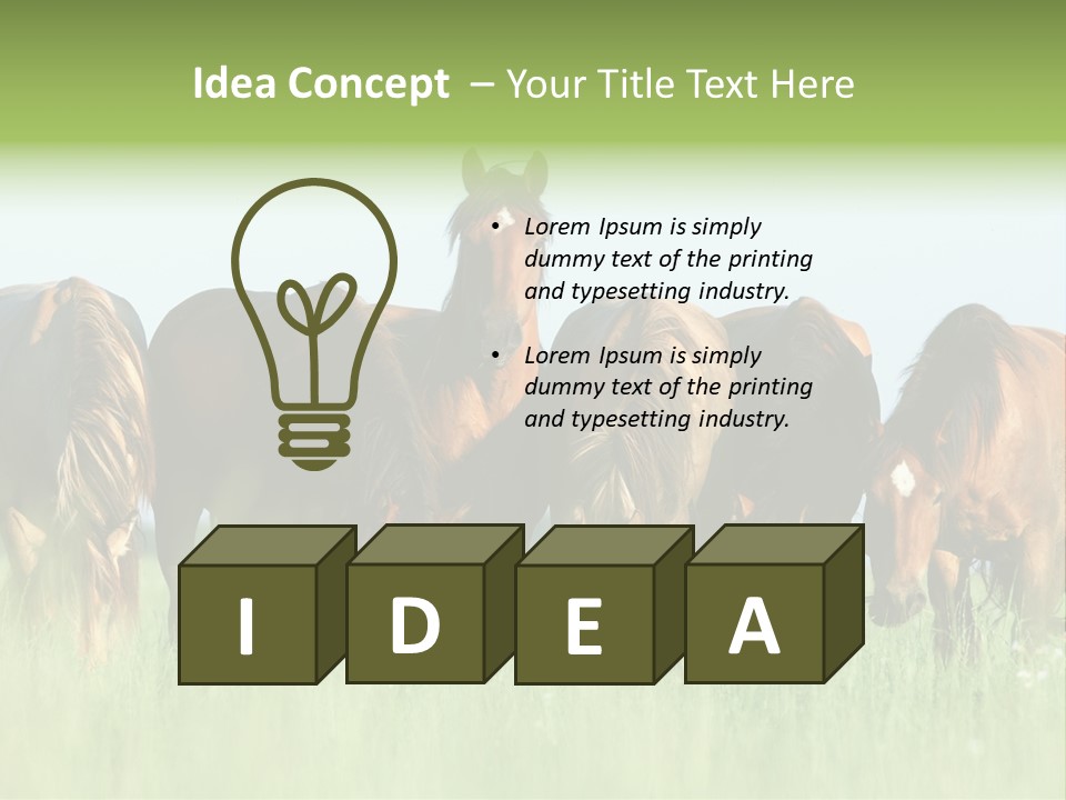 Horses Eating Grass PowerPoint Template