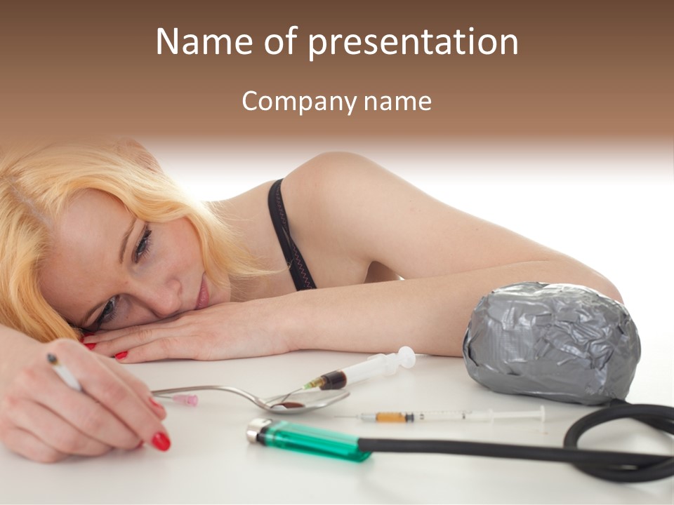 Drug Addict Woman PowerPoint Template