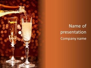 Champagne Poured Into Glass PowerPoint Template