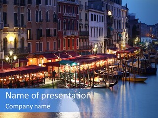 Venice Italy At Night PowerPoint Template