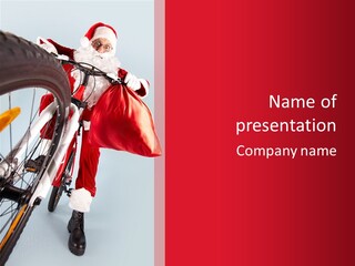 Santa Claus On A Bike PowerPoint Template