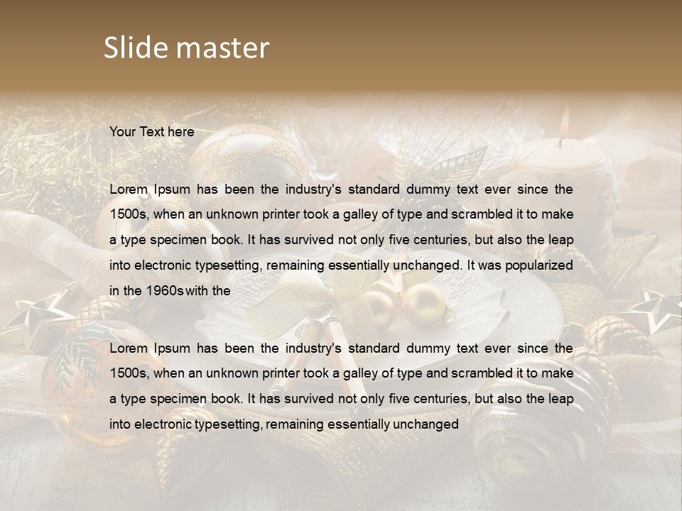 Christmas Table In Gold PowerPoint Template