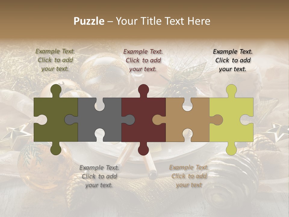 Christmas Table In Gold PowerPoint Template