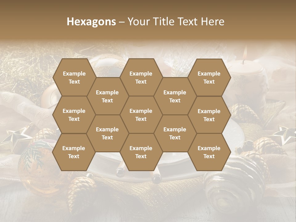 Christmas Table In Gold PowerPoint Template