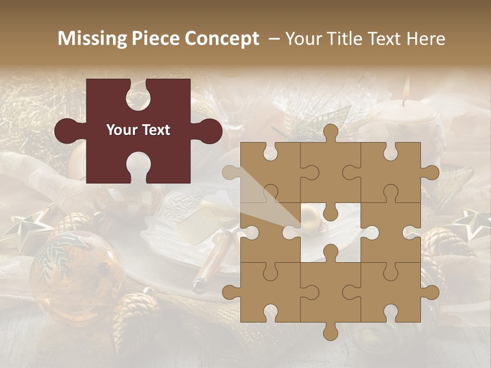 Christmas Table In Gold PowerPoint Template