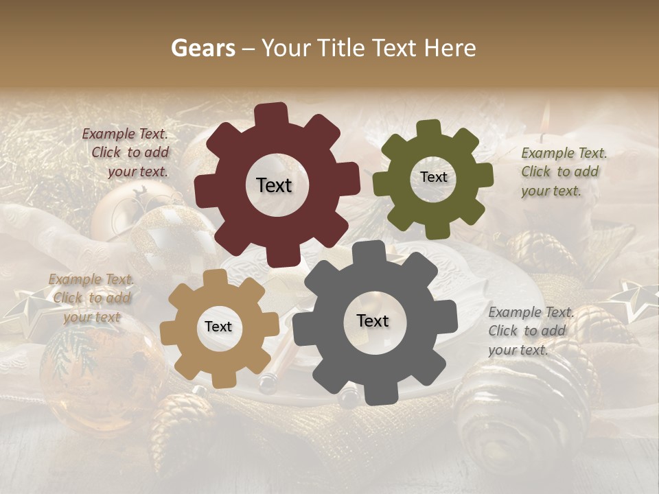 Christmas Table In Gold PowerPoint Template