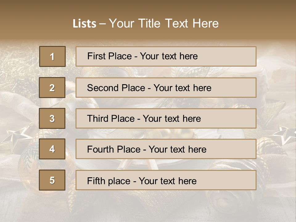 Christmas Table In Gold PowerPoint Template