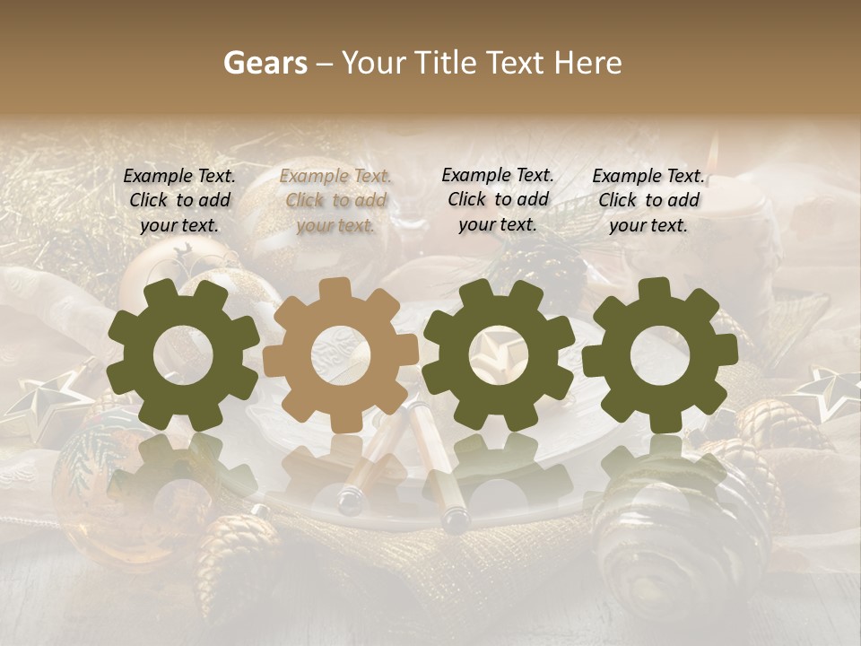 Christmas Table In Gold PowerPoint Template