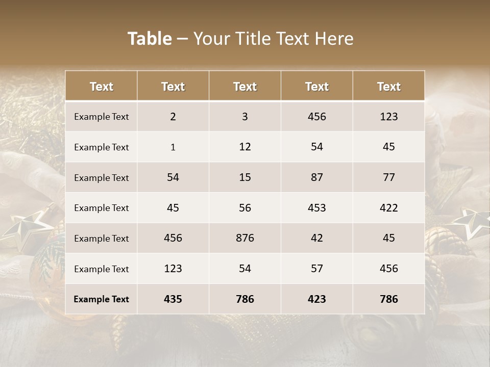 Christmas Table In Gold PowerPoint Template