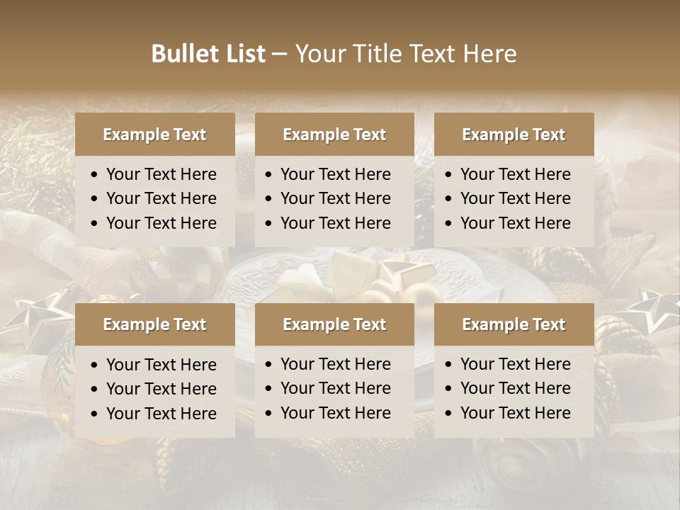 Christmas Table In Gold PowerPoint Template