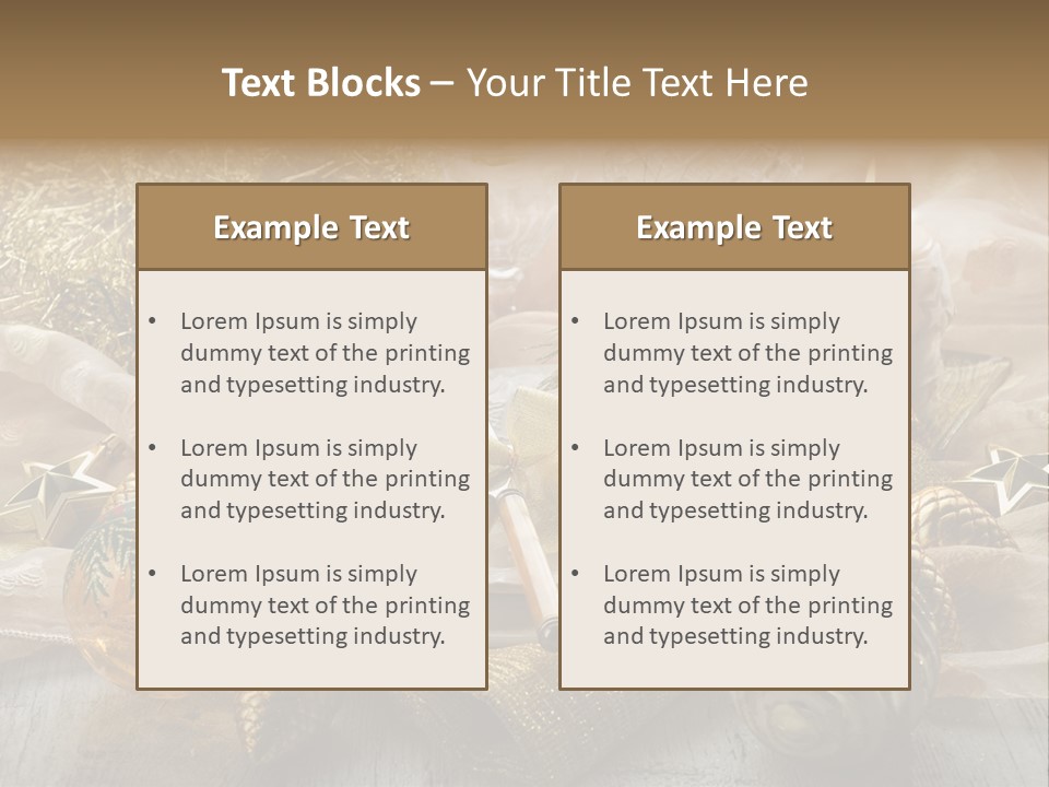 Christmas Table In Gold PowerPoint Template