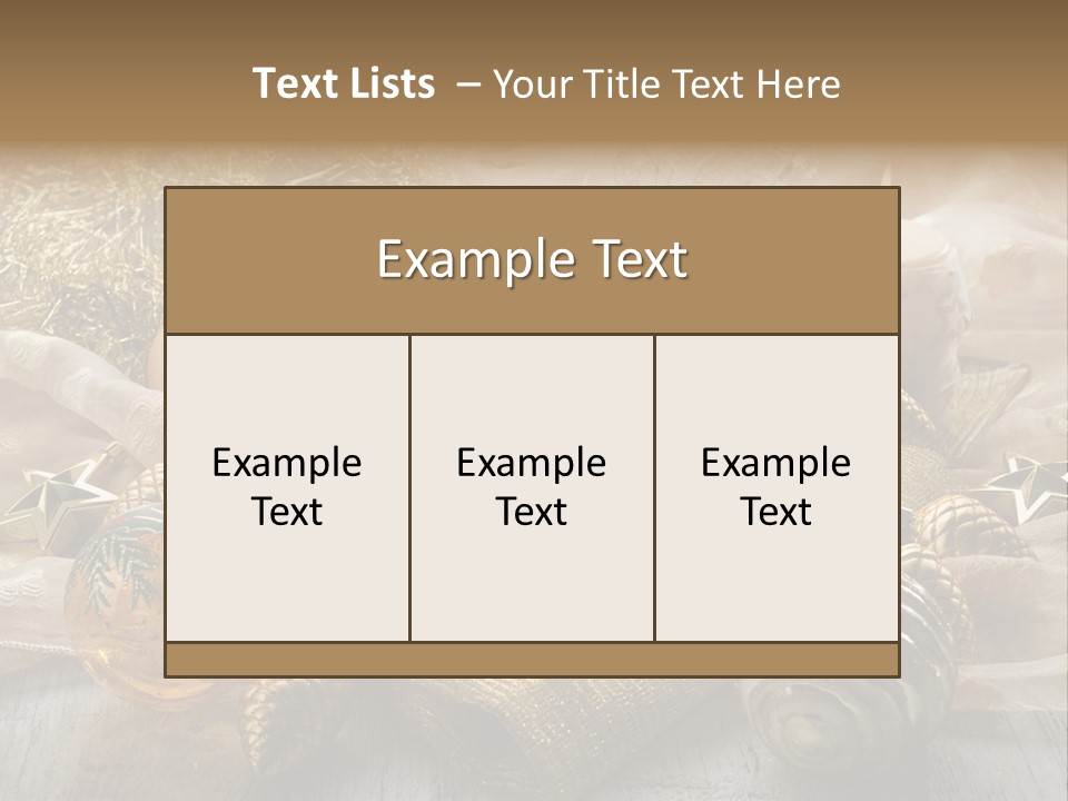 Christmas Table In Gold PowerPoint Template