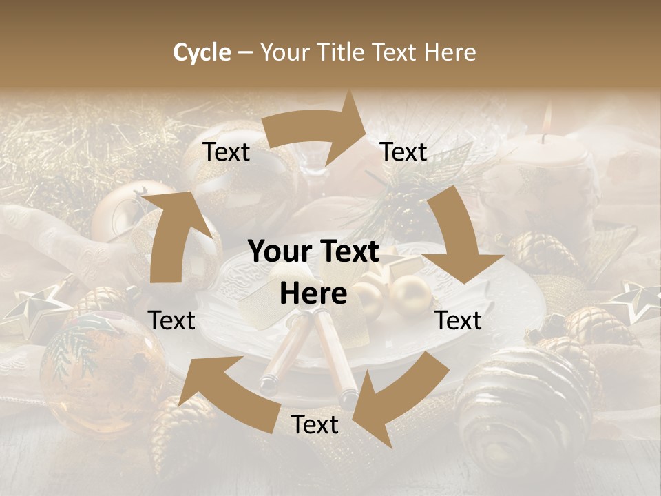 Christmas Table In Gold PowerPoint Template