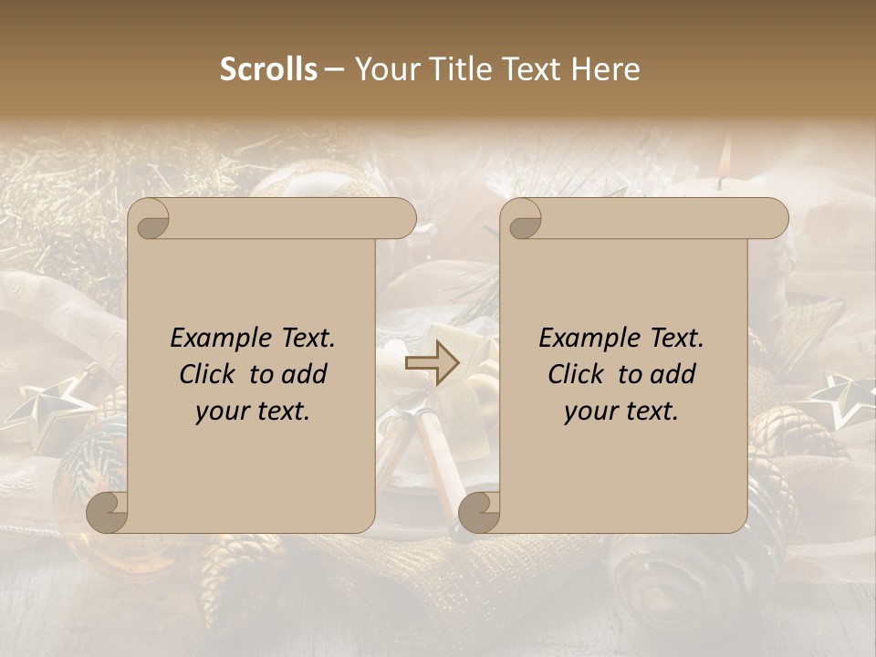 Christmas Table In Gold PowerPoint Template