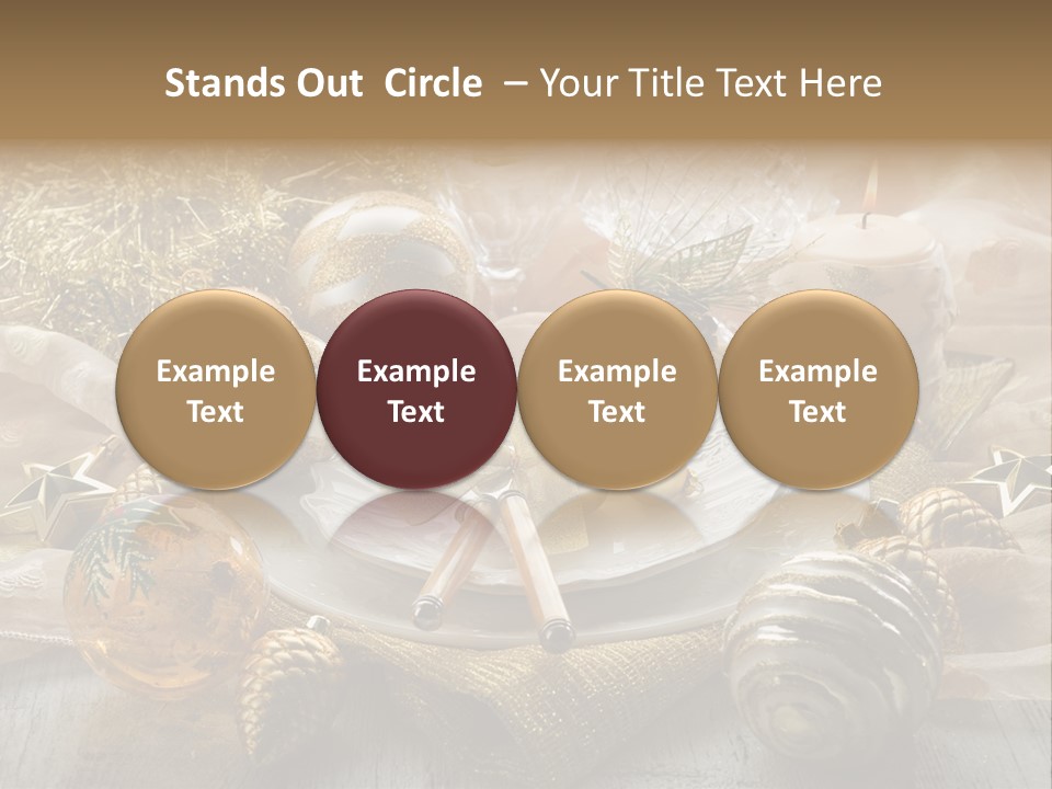 Christmas Table In Gold PowerPoint Template