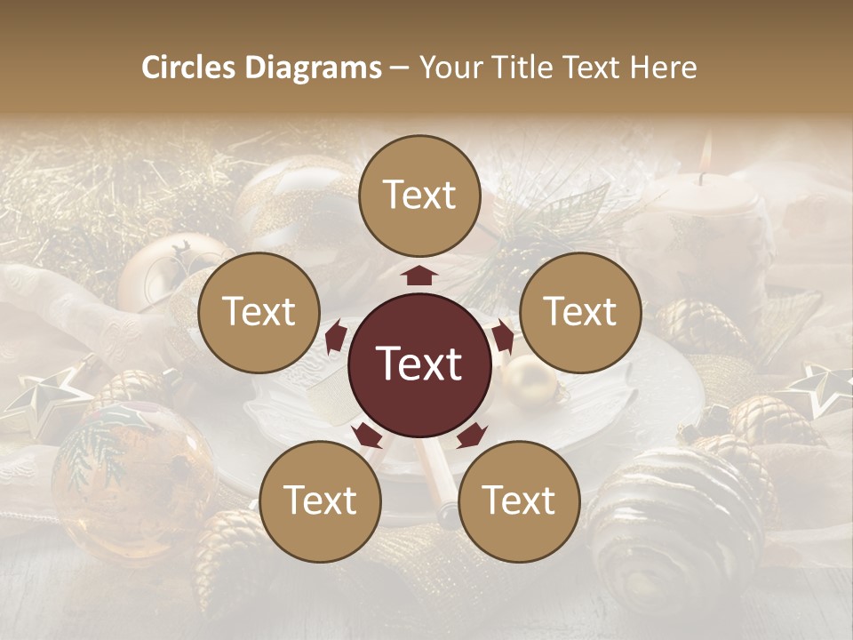 Christmas Table In Gold PowerPoint Template