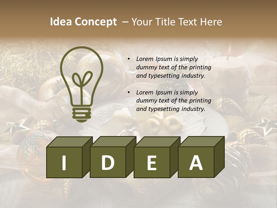 Christmas Table In Gold PowerPoint Template