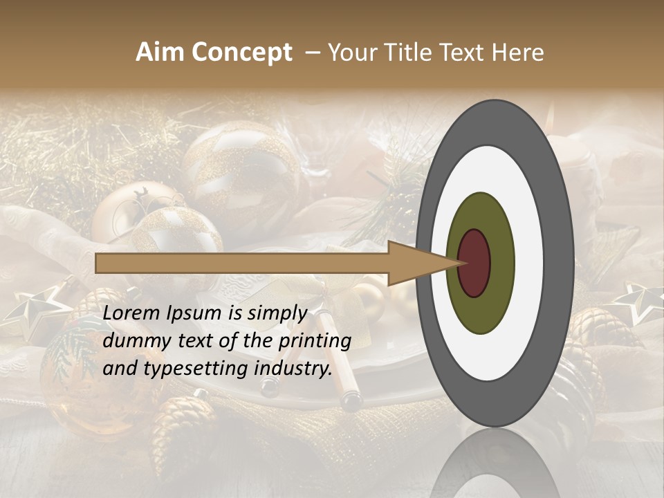 Christmas Table In Gold PowerPoint Template
