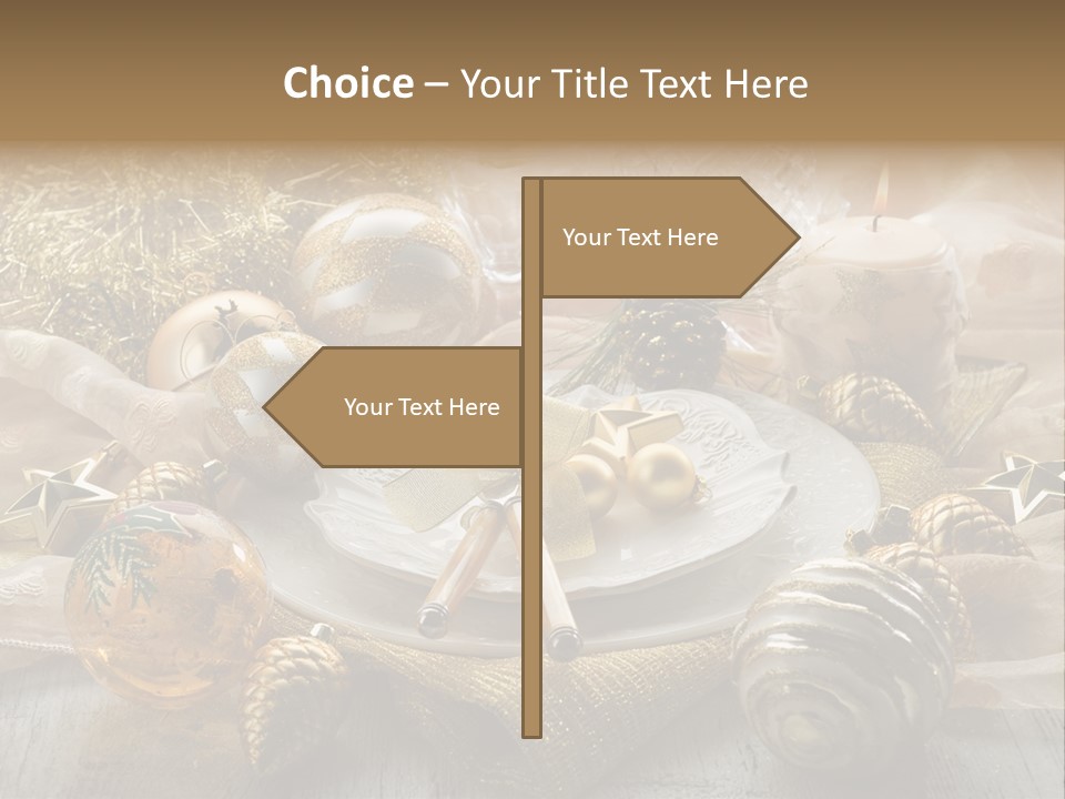 Christmas Table In Gold PowerPoint Template