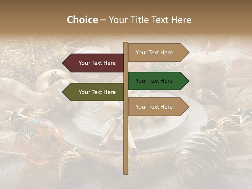 Christmas Table In Gold PowerPoint Template