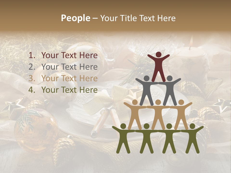 Christmas Table In Gold PowerPoint Template