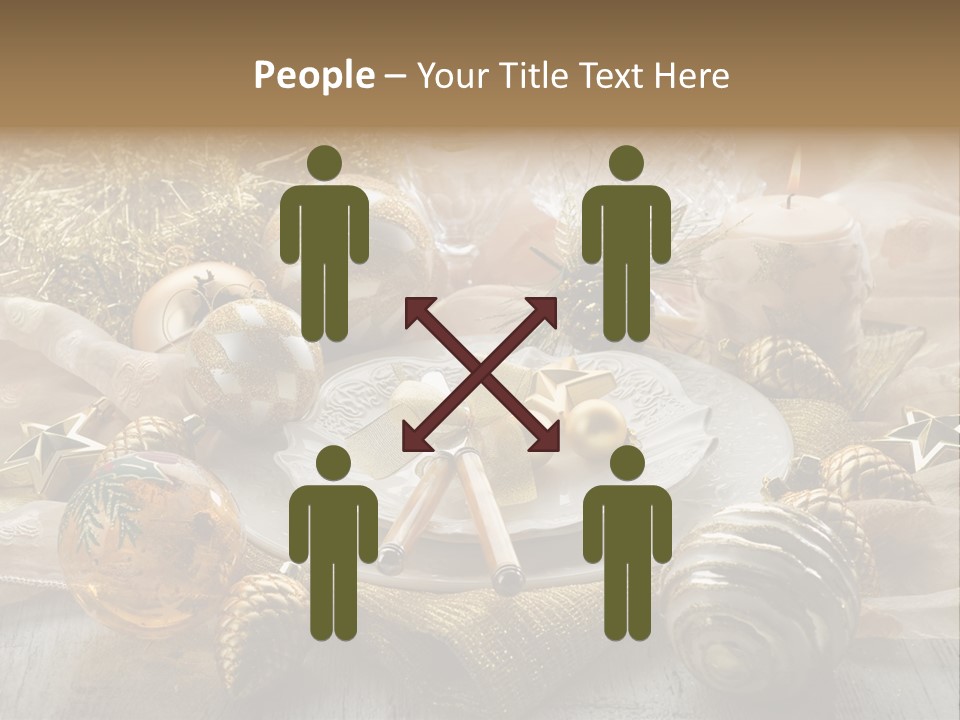 Christmas Table In Gold PowerPoint Template